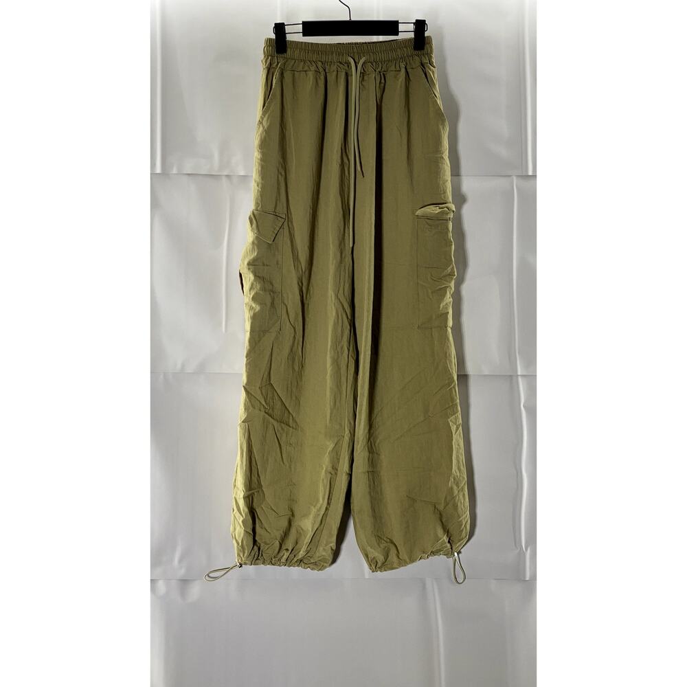 Women's Tan Cargo Bungee-Hem Pull-On Elastic Waist Pants SZ S